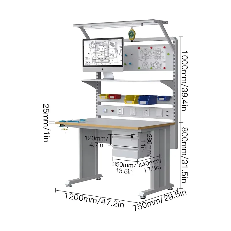 Heavy Duty Electrical Lab Furniture Technician Workbench Esd Work Table Bench for Phone Repairing