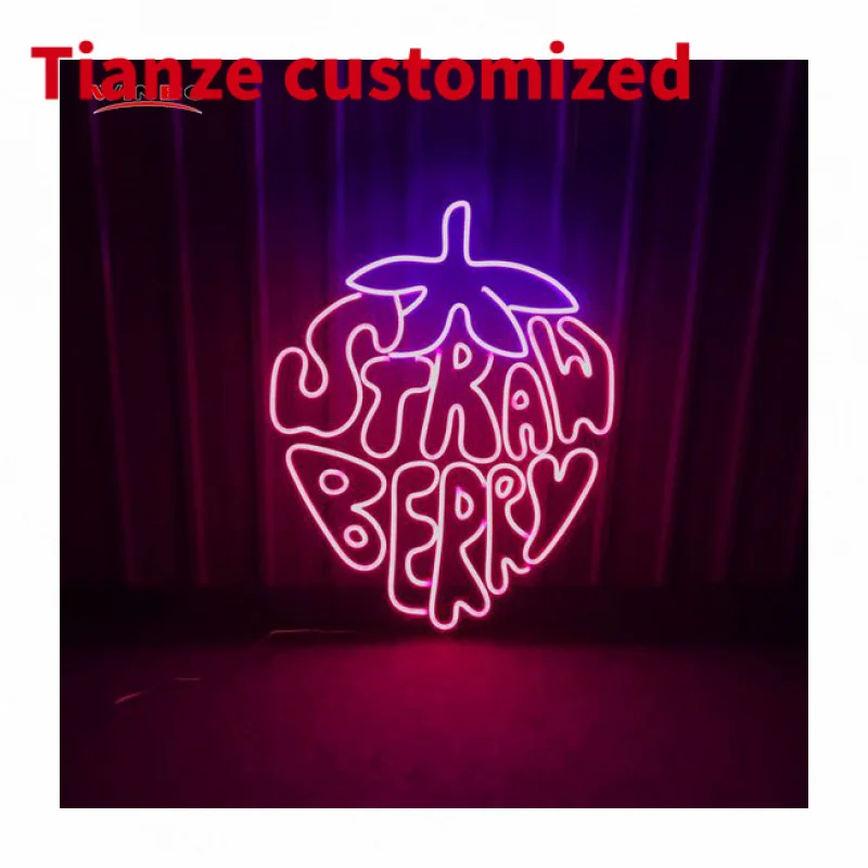 

(Customized) led logo light neon sign custom made no MOQ dropshipping led neon sign strawberry