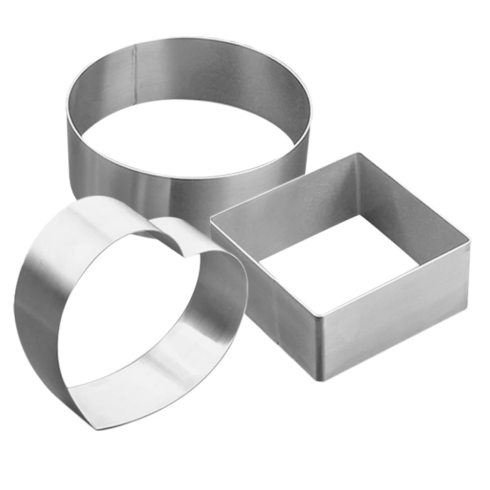 

Reusable Mousse Cake Mold Square Round Stainless Steel Dessert Ring Pastry Mould Baking Tools Kitchen Bar Supplies
