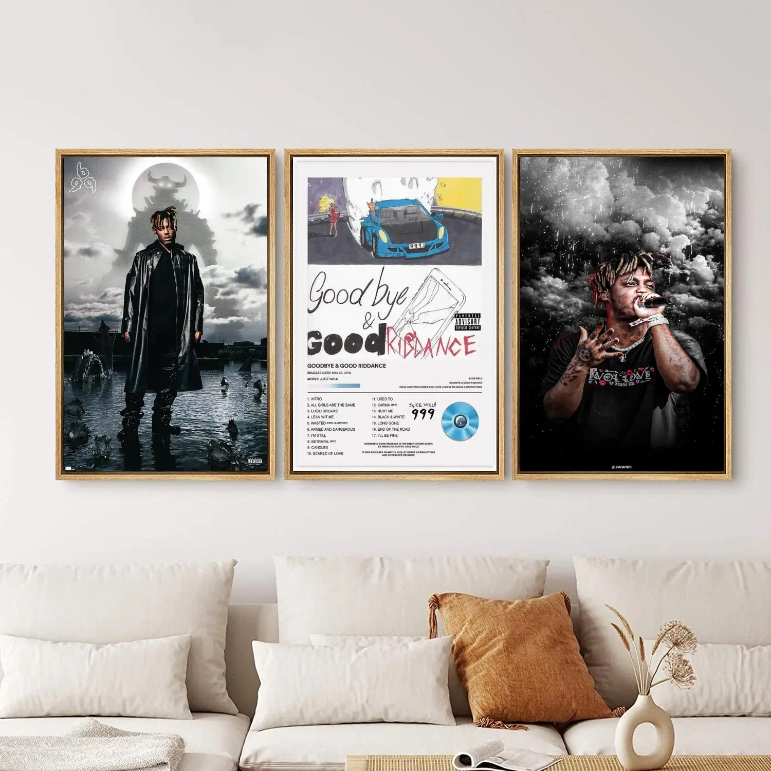 Juice WRLD Poster Painting 24x36 Wall Art Canvas Posters Personalized Gift Modern Family bedroom Decoration Art Poster