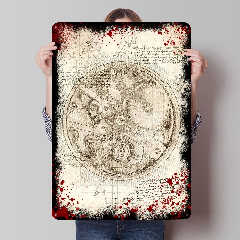 Watch Movement Internals Tinplate Poster Customized Wall Art Vintage Metal Signs Retro Tin Plaque for Office Decoration Gaming