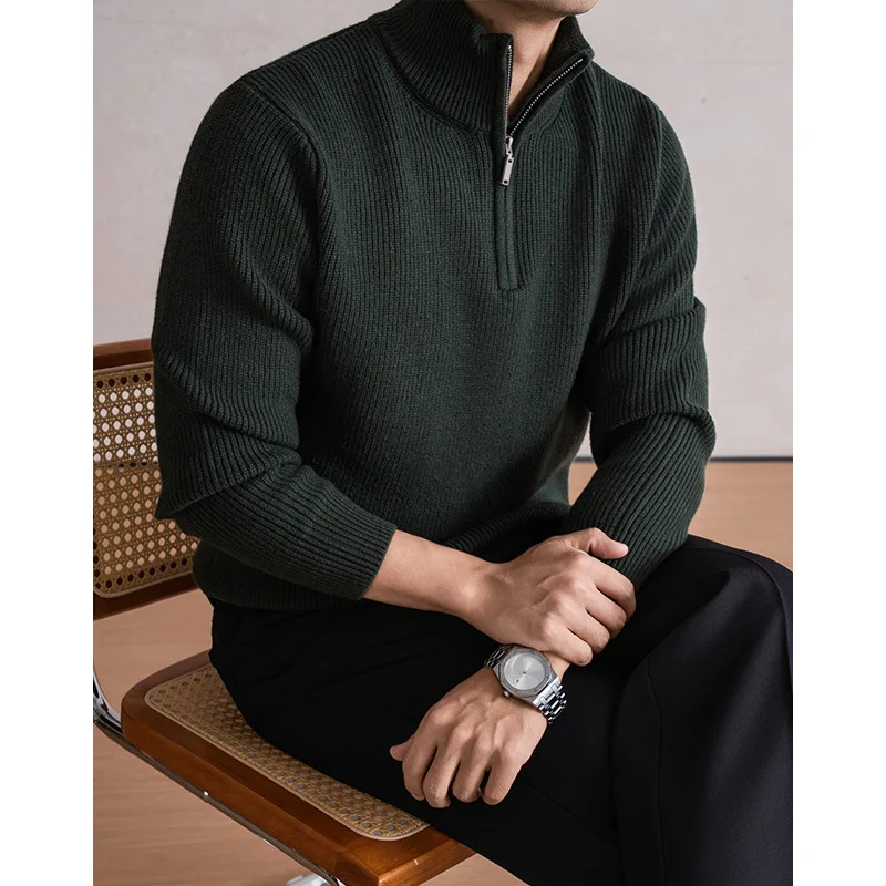 2026 Fall/Winter Stand Collar Sweater Fashion Casual Men's Warm Sweater