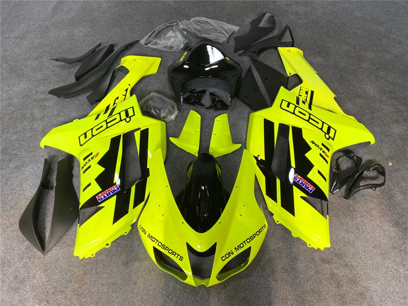 Motorcycle Fairing Kit Suitable for Kawasaki ZX-6R 07-08 6R 636 2007 2008 Fairing Fluorescent Yellow Black