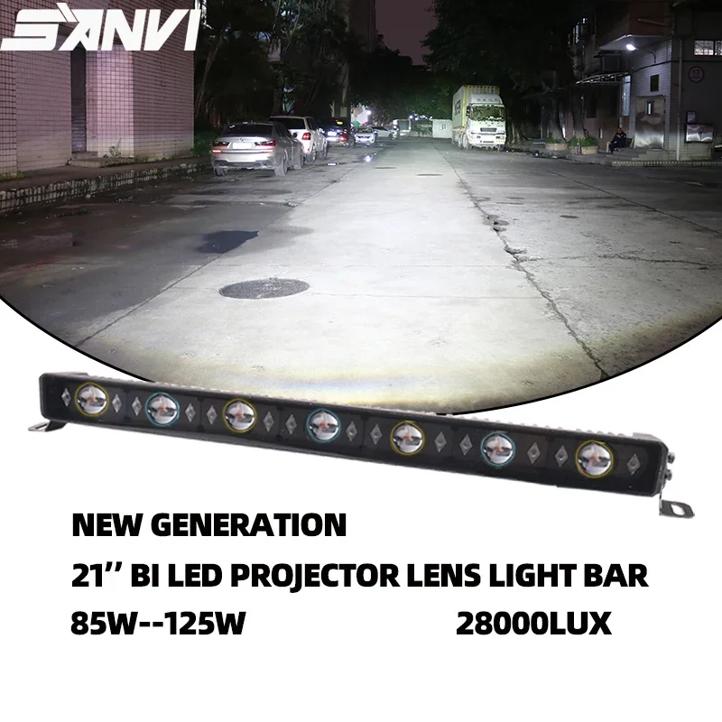 Sanvi 21'bi lampa projektora LED Bar z wysoką martwa wiązka do traktora łódź terenowa 4x4 ciężarówka SUV 12V 36V 125W 28000Lux