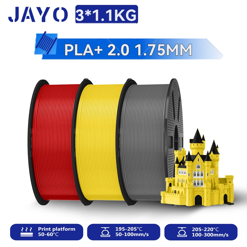 JAYO 3,3KG PLA PLUS 2.0 Filament Upgrade PLA plus 3D-Drucker-Filament Neatly PLA+2.0 3D-Druckmaterial für 99% der 3D-FDM-Drucker