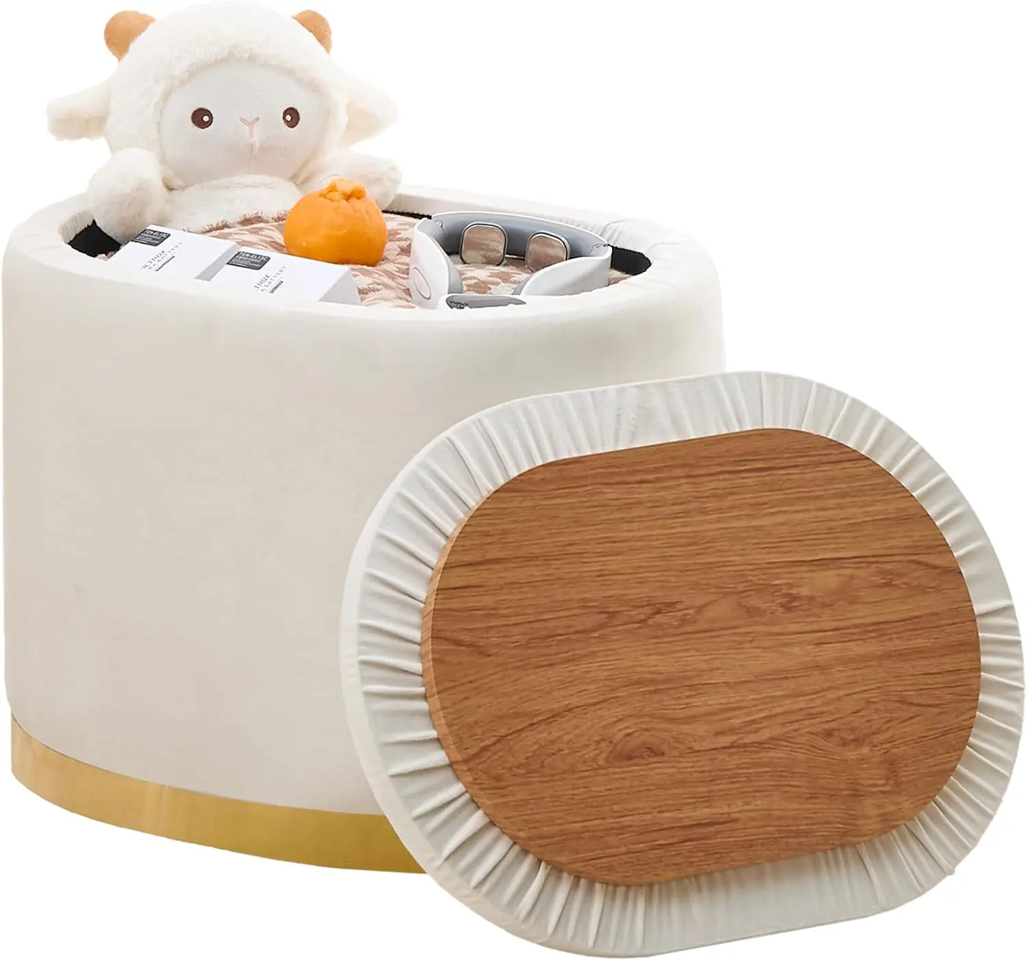 

Velvet Storage Ottoman Multipurpose Footrest Stool With Metal Base Modern Round Vanity Stool Chair Ottoman Foot Stools Support