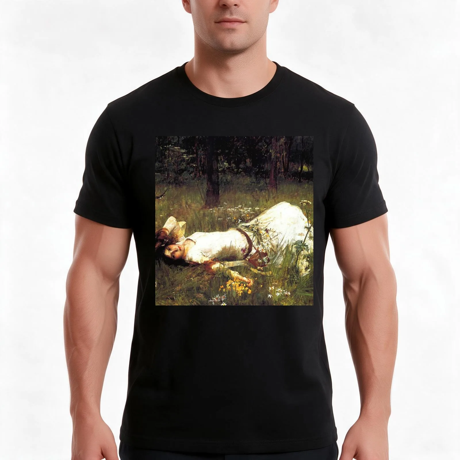 John William Waterhouse - Ophelia 1889 T-Shirt Summer Casual Cotton Tee Oversized Streetwear Tops Vintage Graphic Print