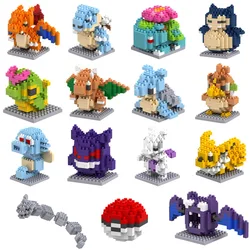 Pokemon Nanoblock Pikachu Bricks Cartoon Charizard Bulbasaur Anime Toy Kawaii Model Building Blocks Toys For Kids Christmas Gift