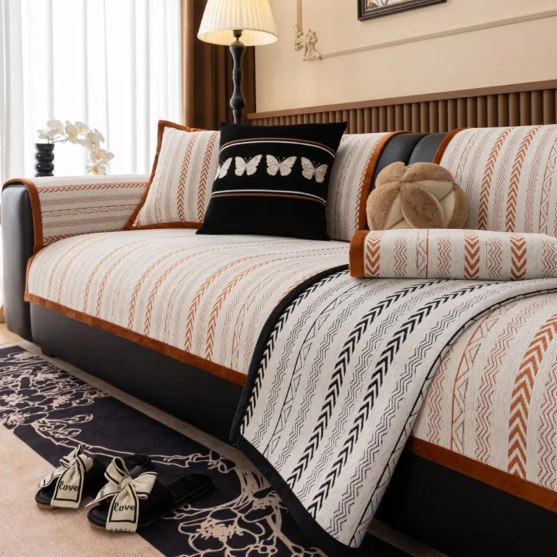 شوباكفير 2025 جديد الشنيل كل موسم خط أريكة العالمي الصلبة أريكة حصيرة وسادة مسند الذراع غرفة المعيشة الأريكة الغلاف أريكة كيس وسادة