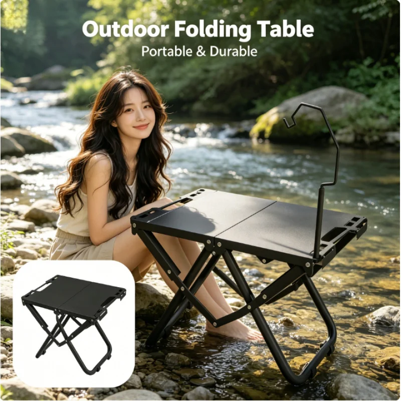 

Ультралегкий складной стол для пикника, портативный походный/пляжный стол с полой кромкой и возможностью подвешивания