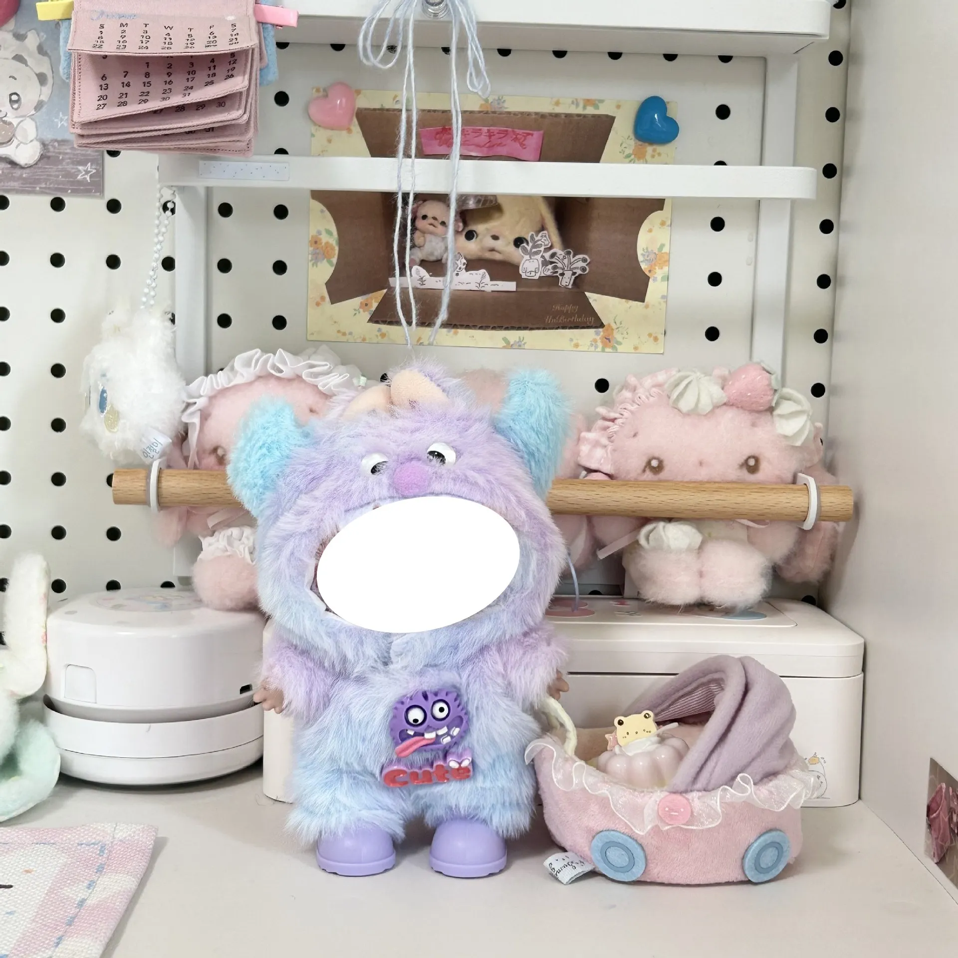 17cm Baby Clothes First, second and third generation purple Monster doll clothes set