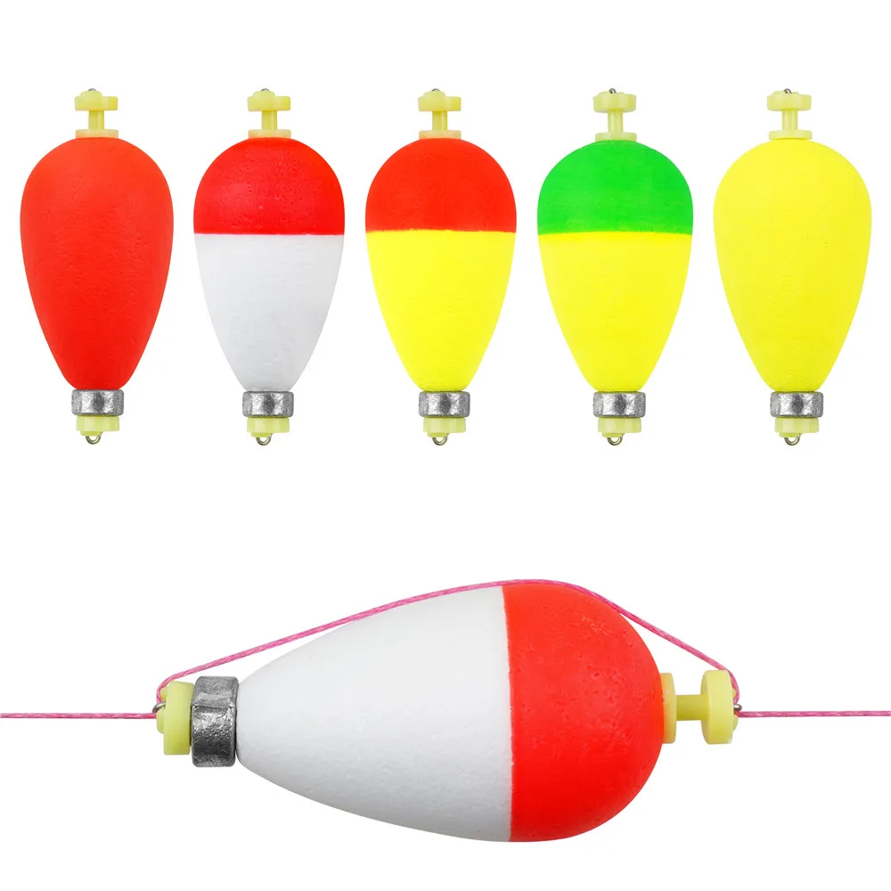 5pcs Weighted Fishing Floats Bobbers Foam Slip Bobber Snap-on Oval Ball Cork Fishing Floats for Santee Crappie Bluegill Panfish