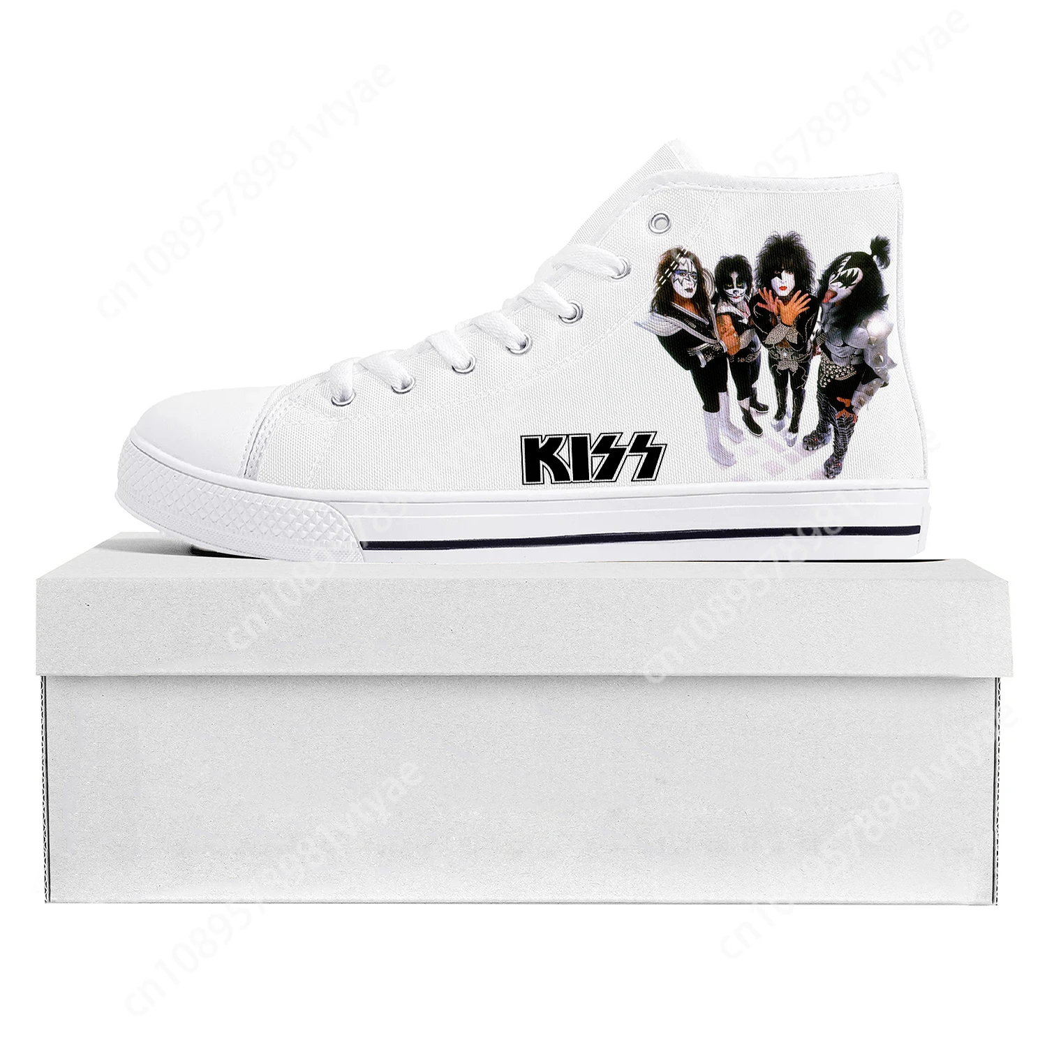 Kiss Heavy Metal Rock Band Fashion High Top High Quality Sneakers Mens Womens Teenager Canvas Sneaker Couple Shoe Custom Shoe