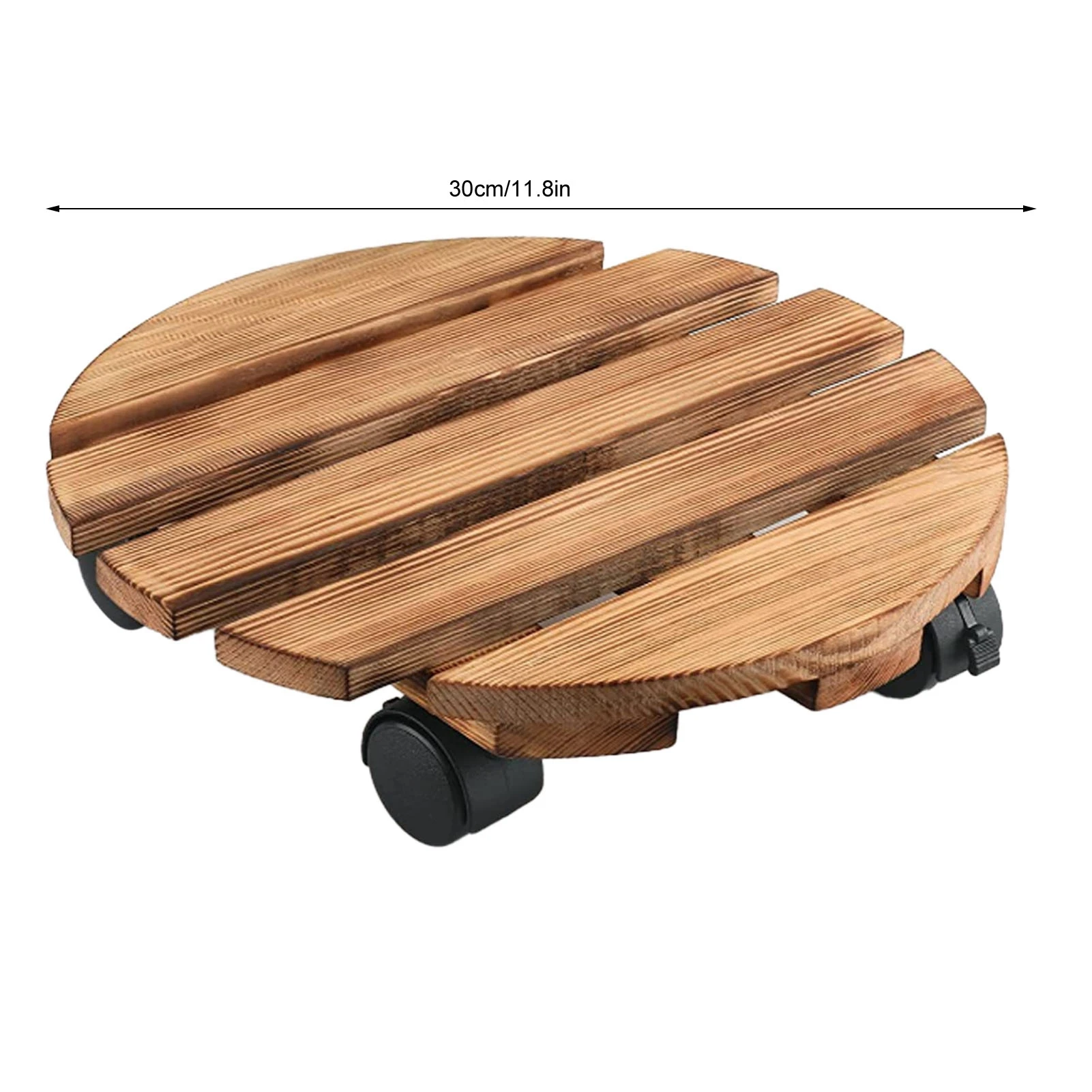 Wood Rolling Plant Stand Moveable Heavy Duty Lockable Thickened Plant Roller Base with Wheels for Indoor Outdoor Garden