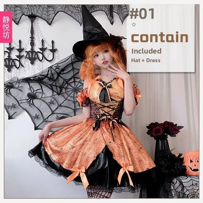 Disfraz de Bruja para Adultos, Vestido de Bruja para loween, Baile de Máscaras, Cosplay, Actuación, Traje de Bruja Calabaz...
