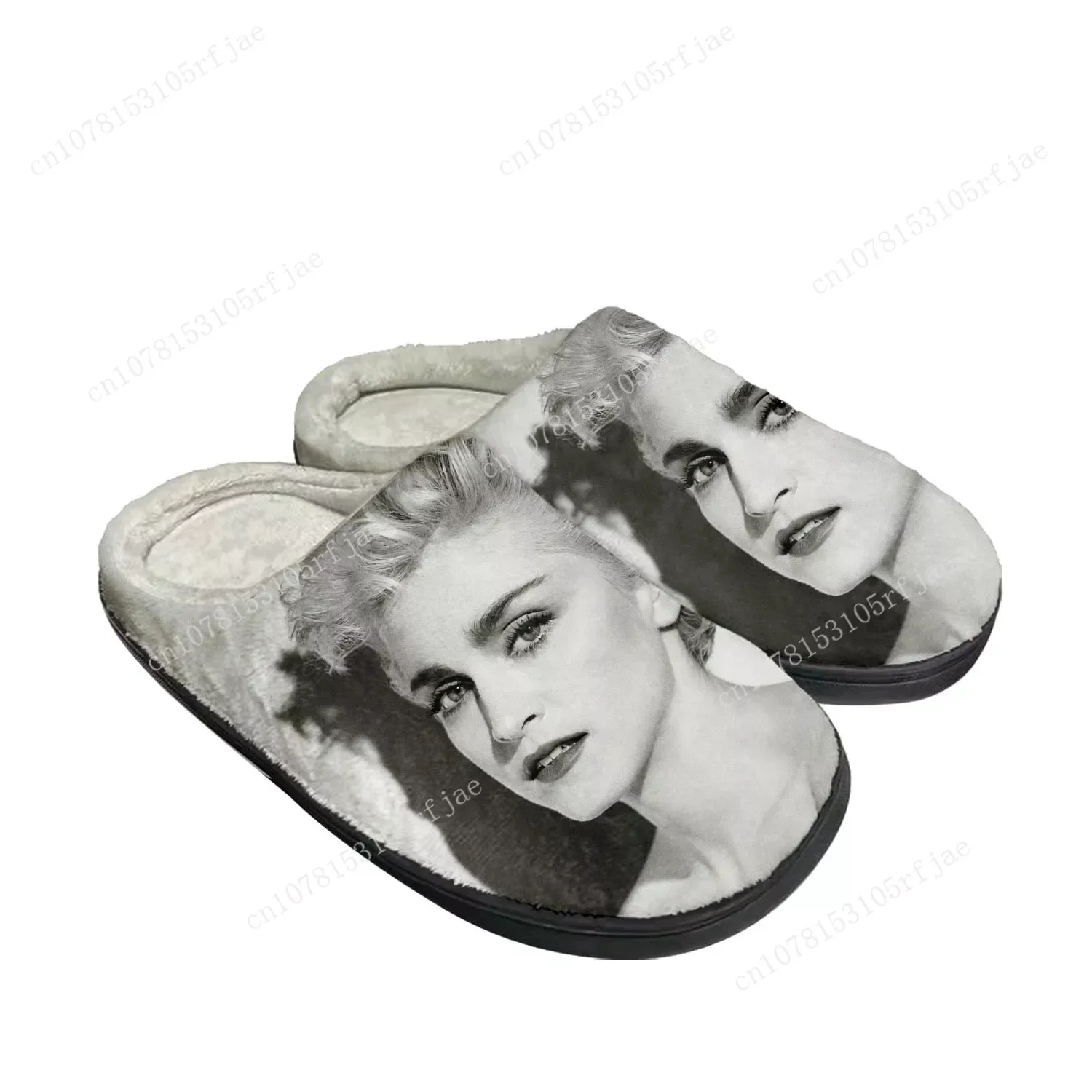 Madonna Pop Rock Singer Disco Home Cotton Custom Slippers Mens Womens Sandals Plush Bedroom Keep Warm Shoe Thermal Slipper Black