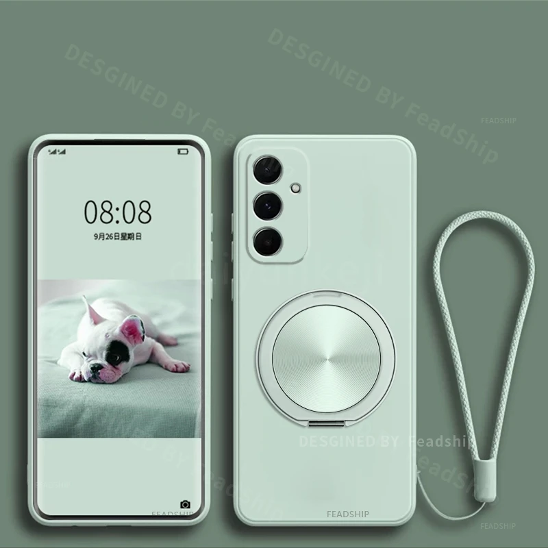 Phone Case For Samsung Galaxy S26 S25 S24 Plus Ultra Fe Case Silicone Soft Cover With Magnetic Holder Screen Protector