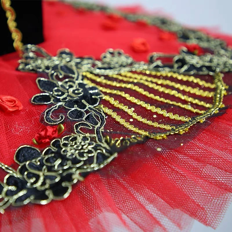 الأحمر المهنية الباليه توتو الباليه فطيرة بحيرة البجع توتو راقصة الباليه ازياء الرقص زي الشكل التزلج فستان الفتيات #5