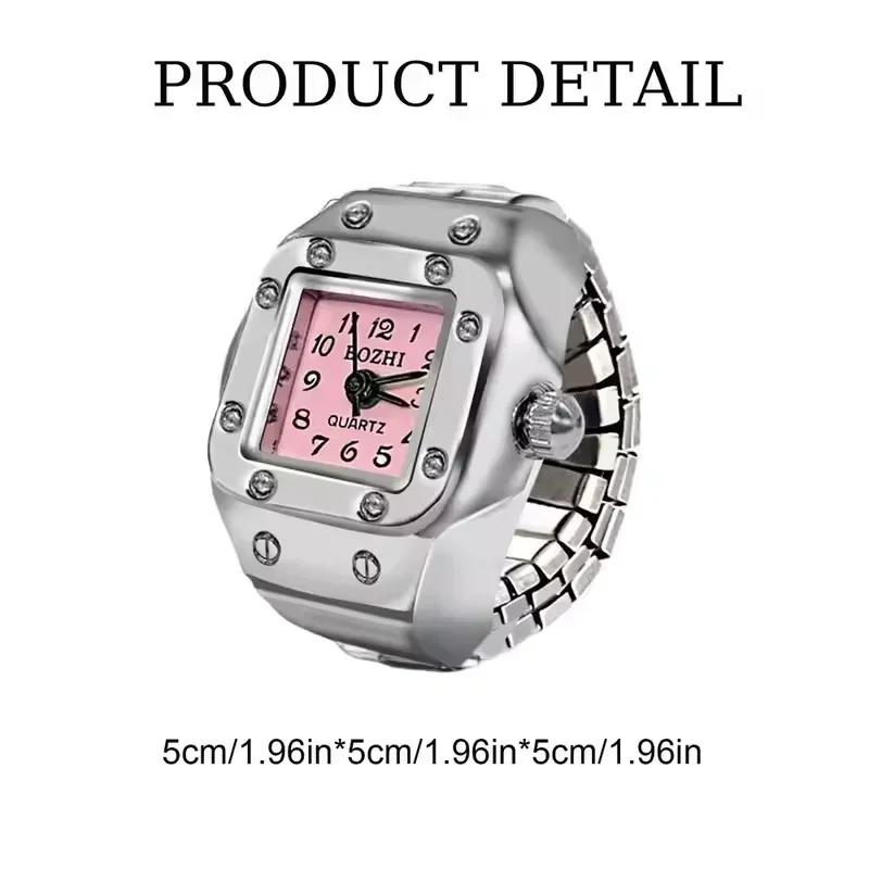ساعة كلاسيكية بحلقة فضية اللون للرجال والنساء غير عادية ومبتكرة صغيرة مربعة من الفولاذ المقاوم للصدأ ساعات الزوجين أفضل هدية عيد ميلاد