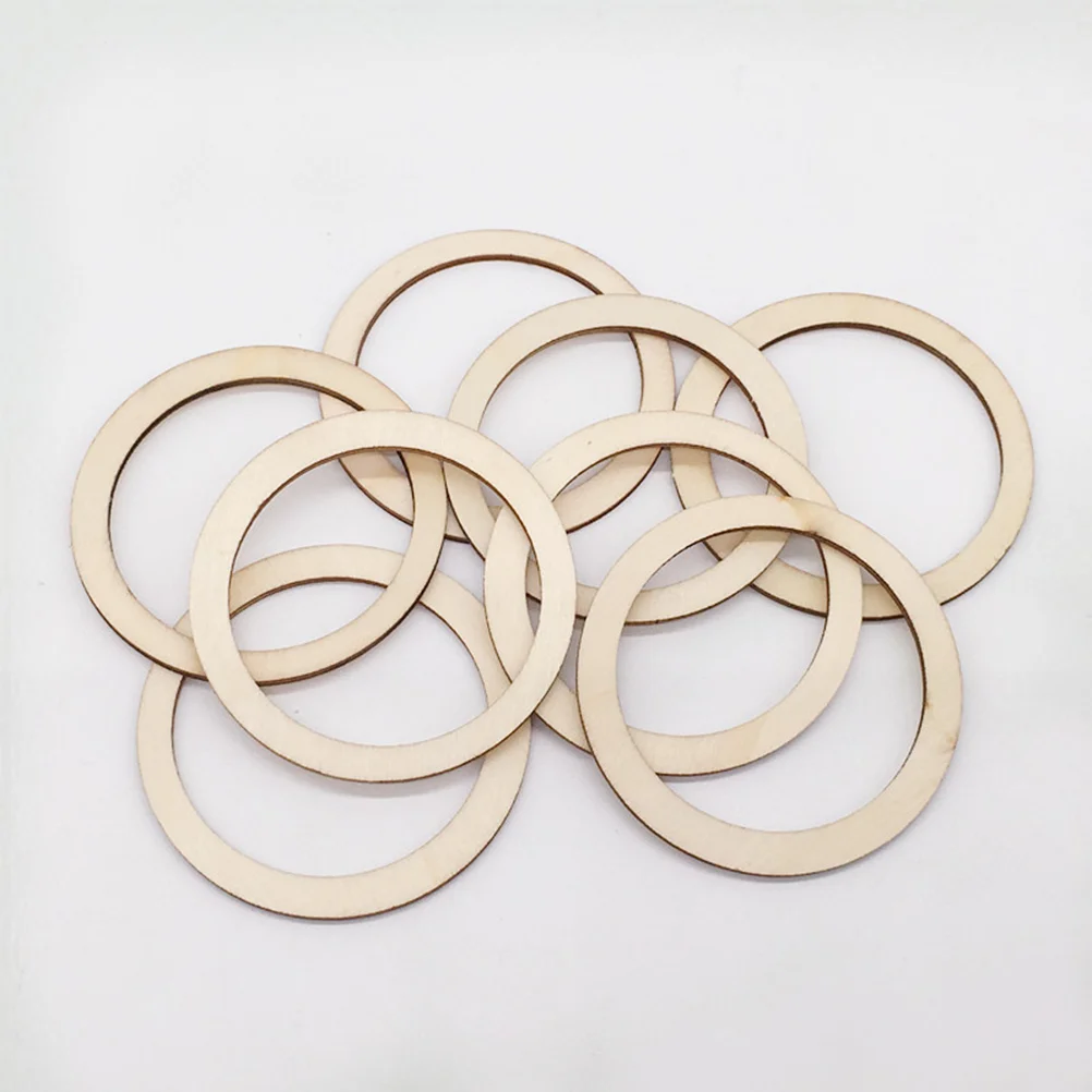 50 Pcs Wood Chip Jewelry Accessories Amboo Hoops for Macrame Craft Kits Decor Model Mini Frames Embroidery