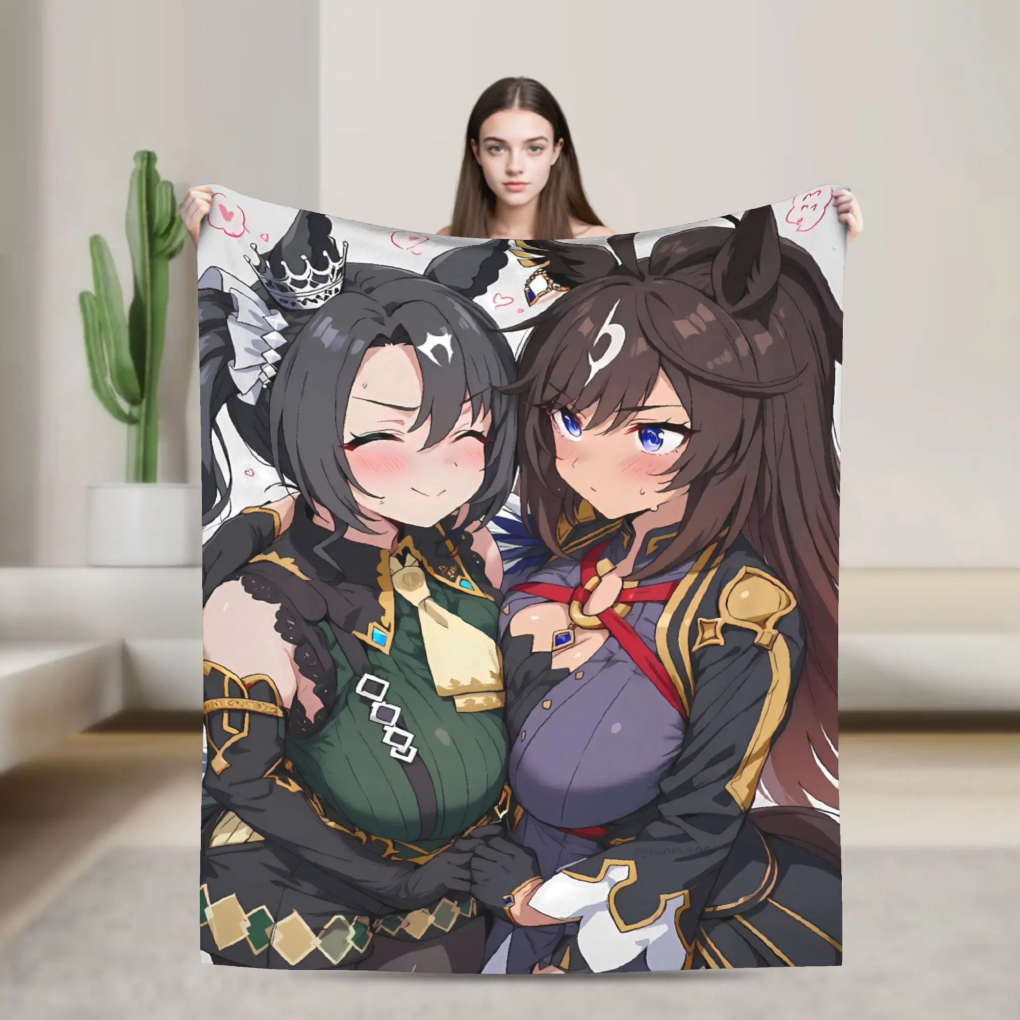 Uma Musume Pretty Derby Anime Flannel Blanket  Super Soft Throw Blanket for Outdoor Print Bedspread Sofa Bed Cover