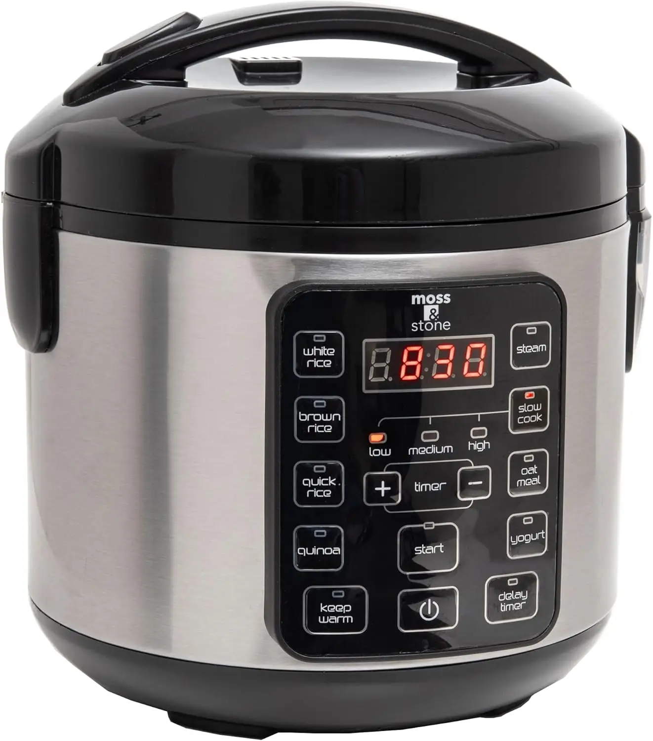 

Small Digital Electric Rice Cooker, 4-8 Cups, 10 Preset Settings, Brown and White Rice Steamer, Slow Cooker with Steamer for Veg