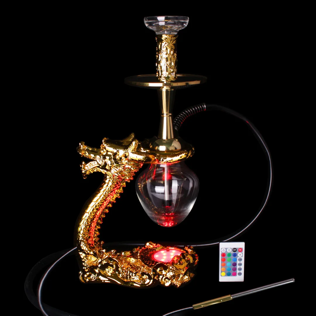 Chinese Elements Oriental Dragon Shape LED Light Hookah Process, Resin Shisha, New Style, Narguile Complete Smoke Accessory