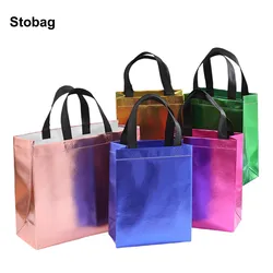 StoBag-bolsas de mano no tejidas de 25 piezas, almacenamiento de embalaje de regalo, bolsa de tela portátil reutilizable, logotipo personalizado, tarifa adicional