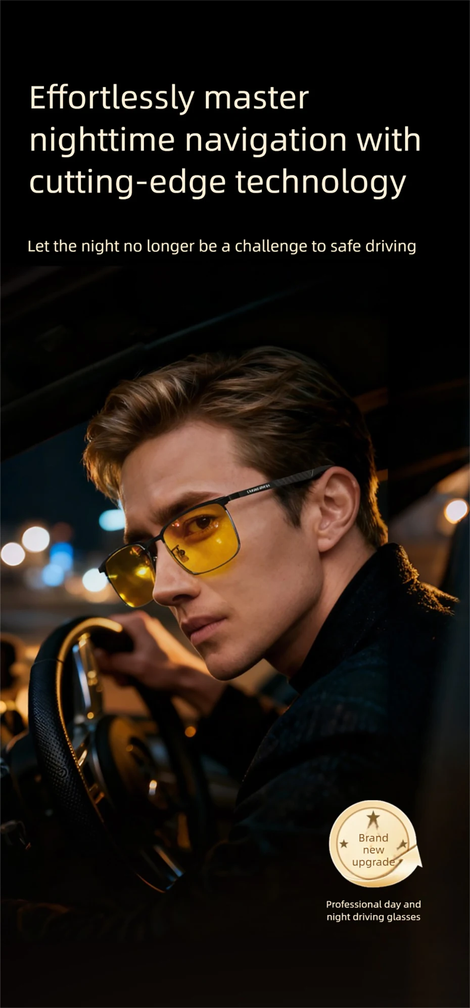 CAPONI Night Vison Männer Sonnenbrille Neue Nacht Fahren Carbon Faser Original Photochrome Braun Sonnenbrille Gelb Shades BSYS28753 – Detail 4