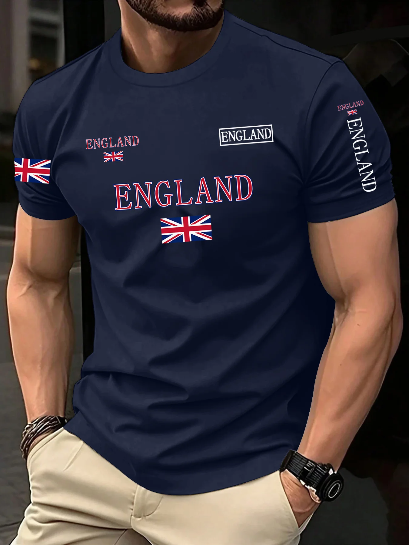 British Flag Letters Print 100% Cotton Trendy Men Woment T-shirt Summer Autumn Outdoor Sports Casual Loose Street Short Sleeve