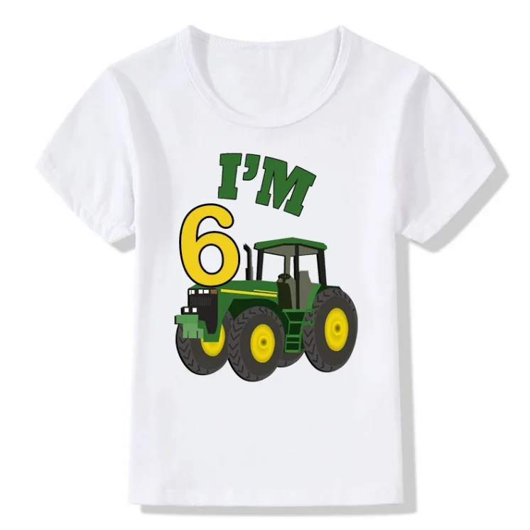 Funny Farm Theme Tractor 1-10 Birthday Number Print T Shirt Kids Birthday Boy&Girl Funny Gift Tshirt Present Children Clothes