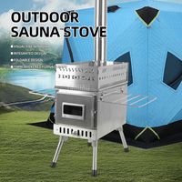 Stainless steel sauna stove, picnic camping, wood burning heating stove, household folding portable wood burning stove