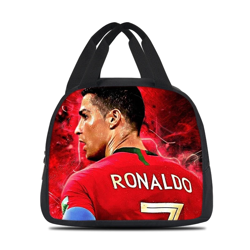 حقائب غداء رياضية رونالدو للأطفال CR كارتون حقائب نزهة مدرسية نجم كرة القدم للفتيات والأولاد حقائب تبريد عازلة للأطفال كبيرة الحجم #6