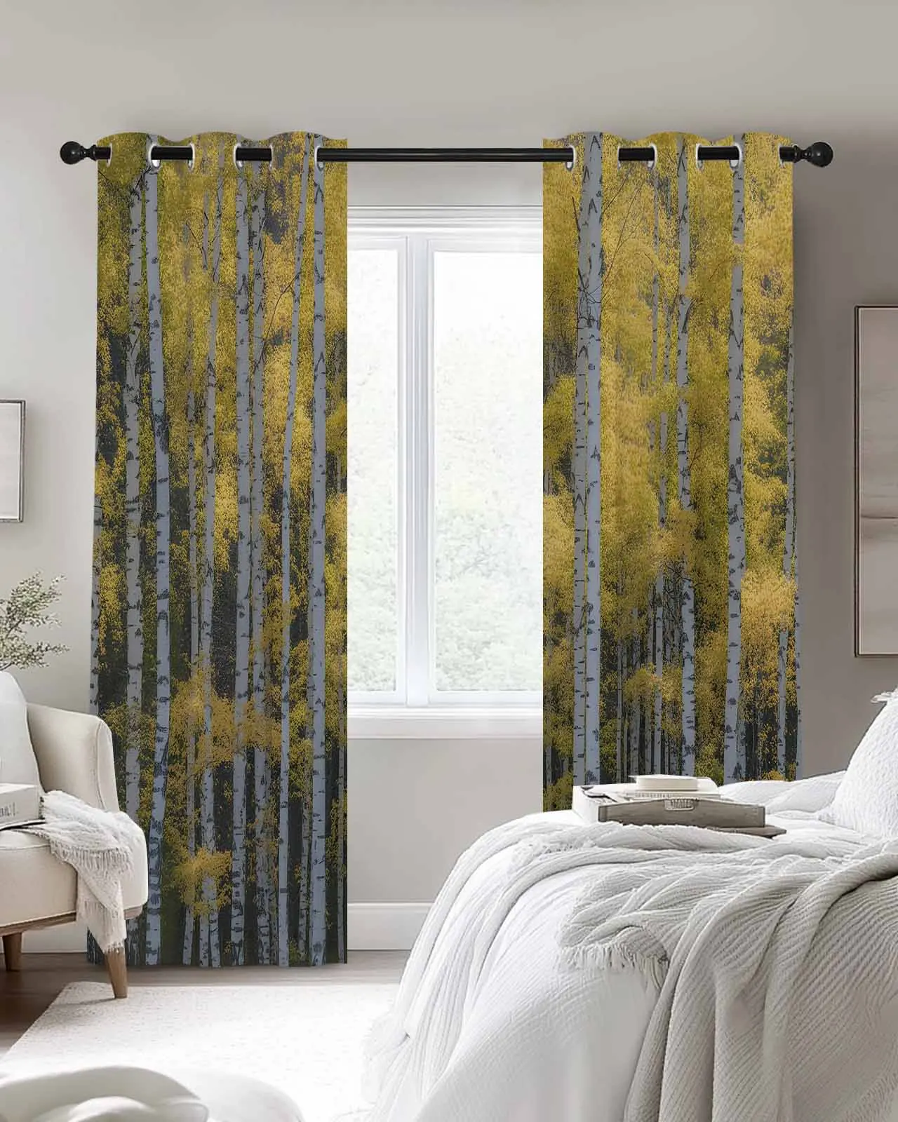 

Современные оконные шторы для гостиной, осенние природные лесные пейзажи, шторы для детской спальни, кухни, декор, жалюзи, шторы