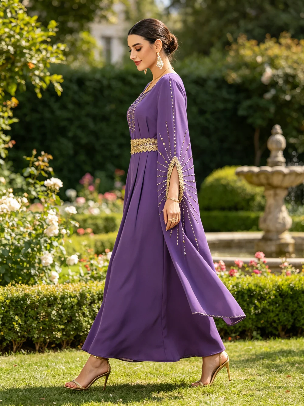 

Diamond Decor Abaya Dubai Kaftan Muslim Women Dresses Arabic Robe Fashion Islam Clothing Caftan Morocco Femme Musulmane Abayas