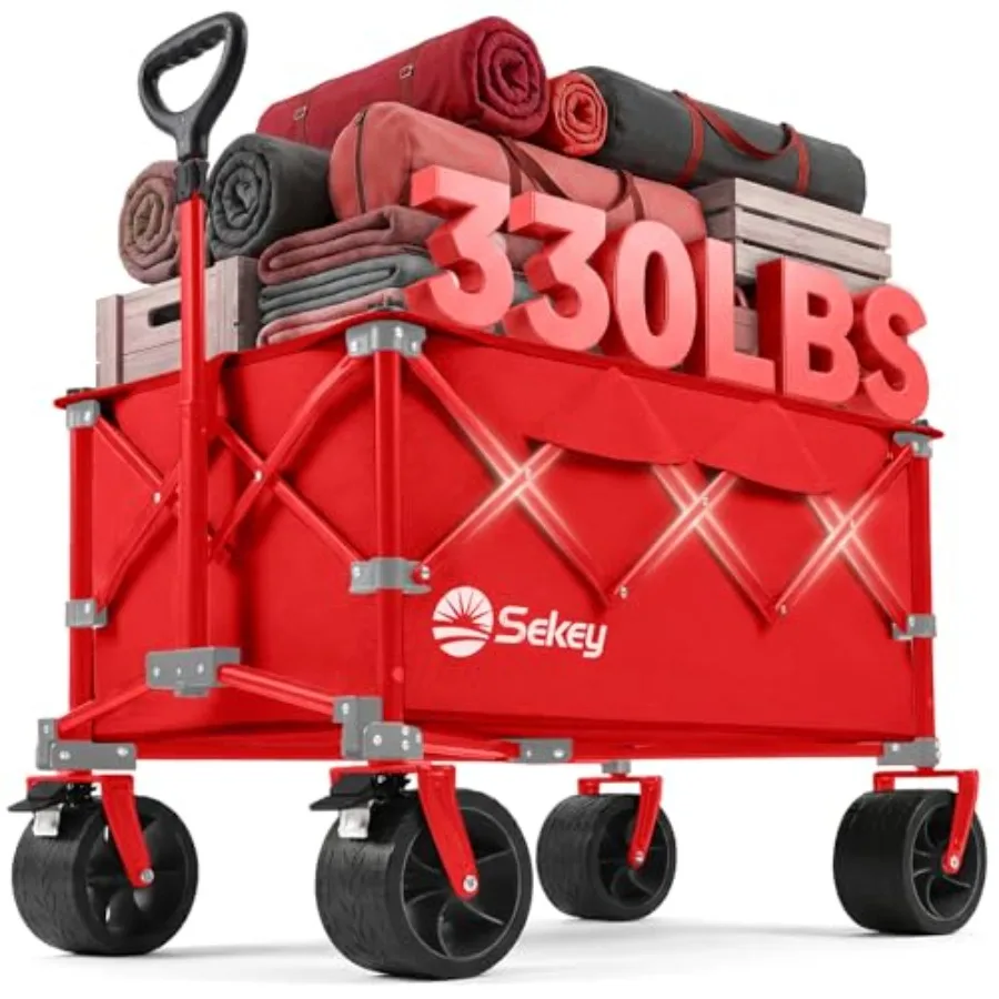 

150L Wagons Carts Foldable with Big All-Terrian Beach Wheels, Collapsible Heavy Duty Wagon, Extra Large Folding Wagon, Foldable