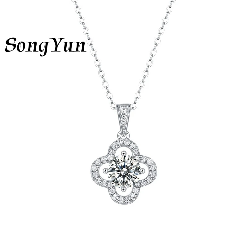 

SongYun Brand Jewelry 925 Silver Pendant Necklace D Color VVS Moissanite Pendant Necklace for Women 18K Gold Plated Fine Jewelry