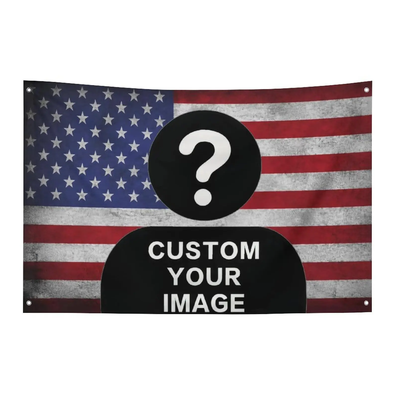 Custom Vintage American Flag Tapestry with 4 Eyelets Customized Banner Personalized With Photo Text Poster Room Decor Funny Gift