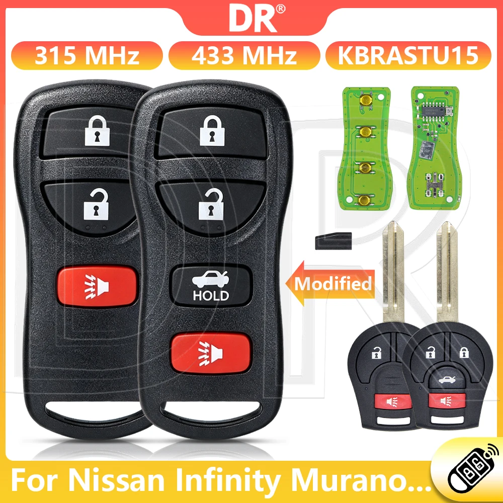DR3 KBRASTU15 315 433MHz Car Key For Nissan Infinity Murano Tiida Livina X-Trail Paladin Altima Maxima Armada Pathfinder Quest