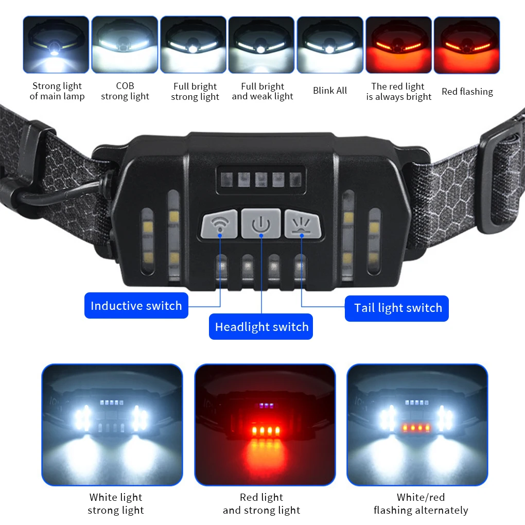 LED Head Light Torch Mini Rechargeable Powerful Sensor Headlamp Fishing Camping USB Head Flashlight Headlights Front Lantern image 4