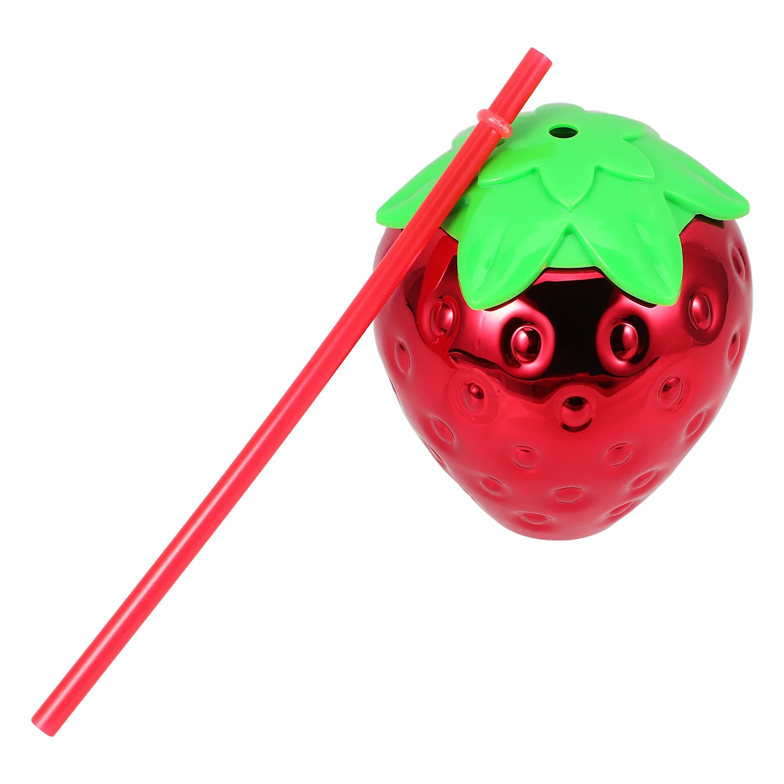 

20oz Strawberry Shaped Water Cup Electroplated Finish Straw Lid Cold Beverage Summer Party Kawaii Drinkware