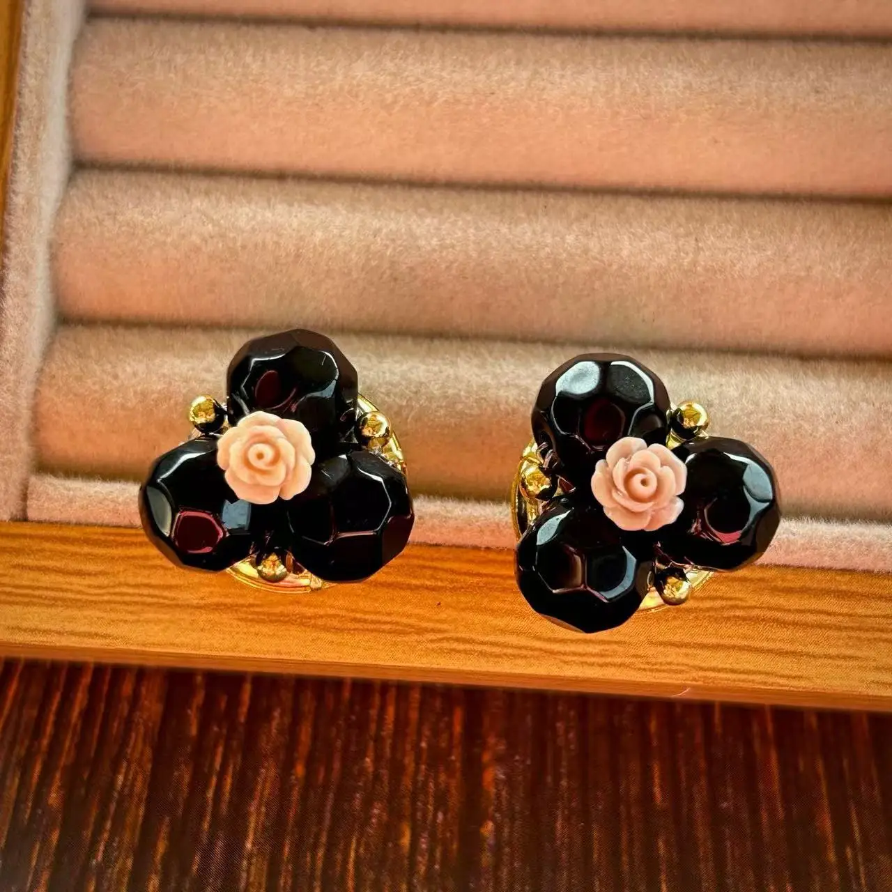 Medieval vintage hand-woven glazed earrings stud earrings retro niche temperament light luxury high-end earrings