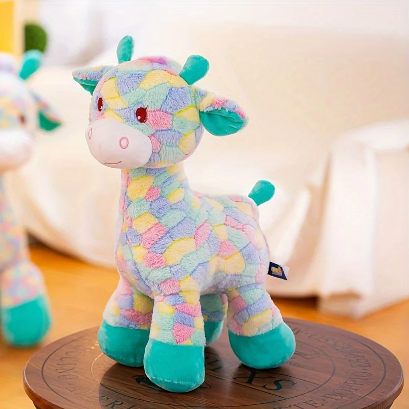 1 Pcs Colorful Giraffe Plush Toys, Baby Sleep Soothing Dolls, Children's Room, Party Decoration Dolls, Perfect Gift for Baby