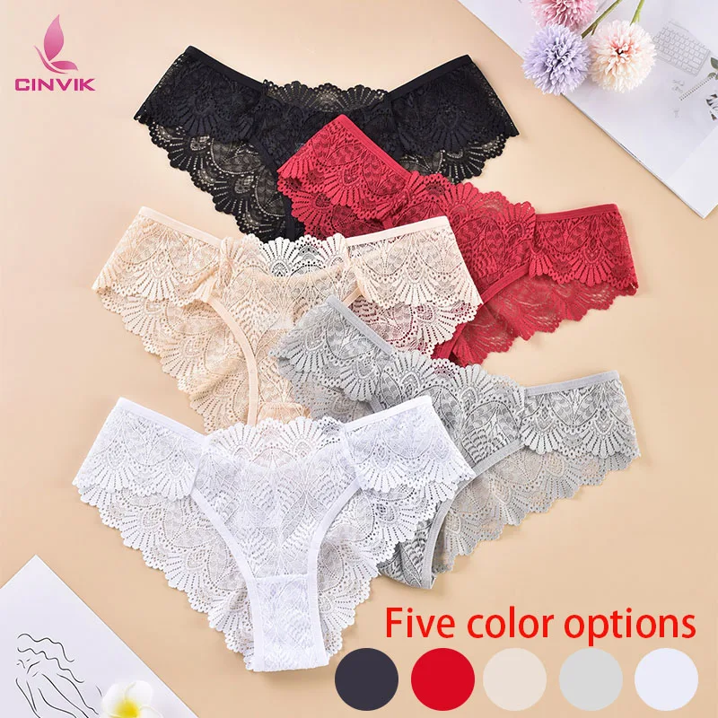 

3pcs Women's Sexy Solid Color Lace Hollowed Out Panties Women's Triangle Pants Thong Women's Comfortable Home Fitting Underwear