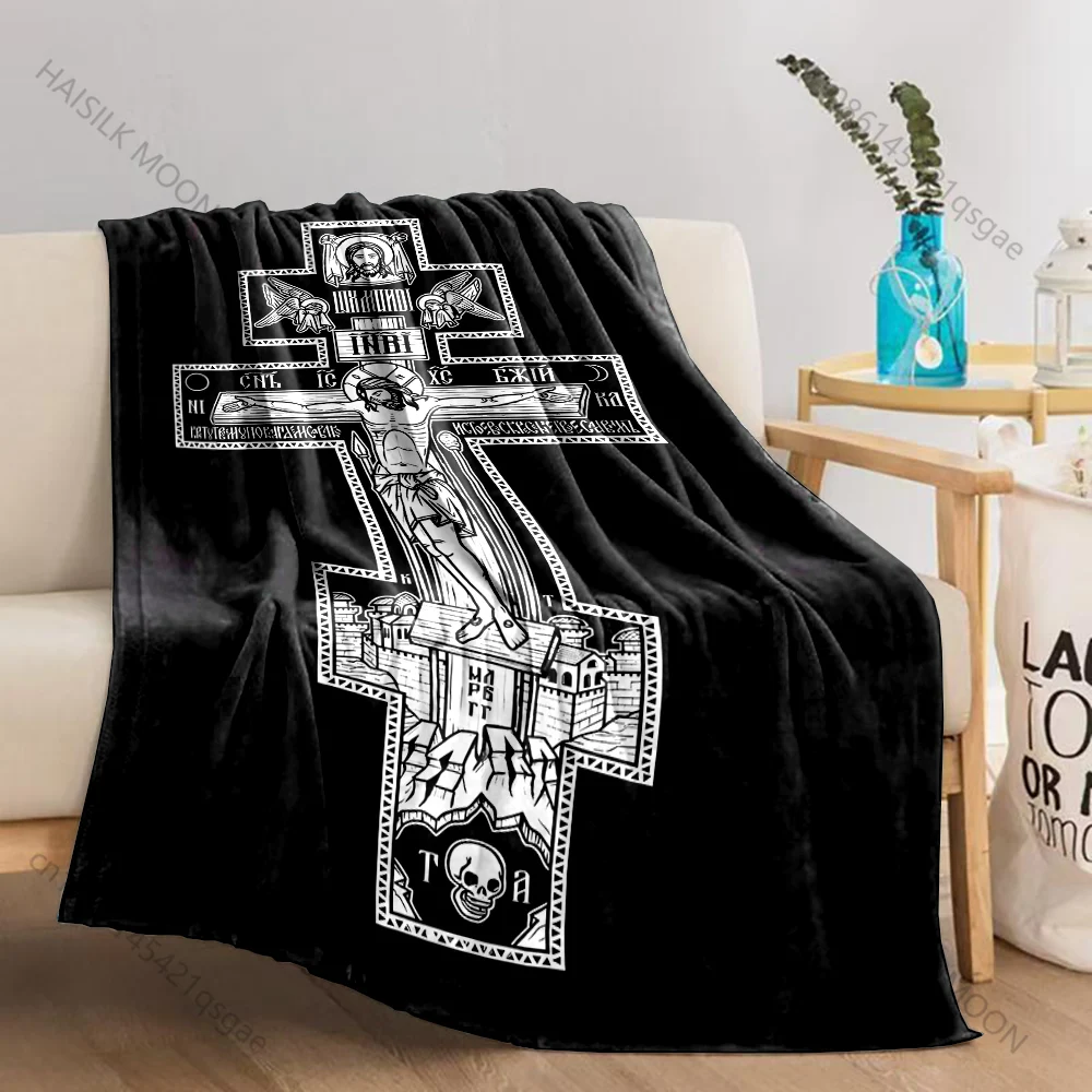 Orthodox style crucifixion of Jesus Print Believer Pray blanket Warm soft flannel material suitable for all seasons luxury gift