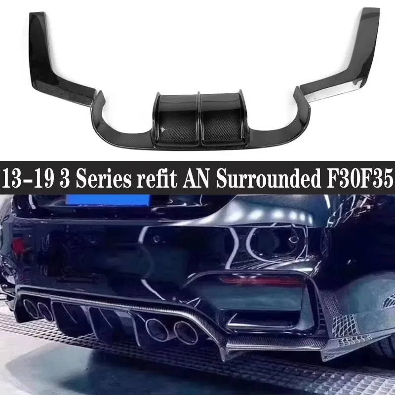 For BMW 3 Series F30 F35 AN Surrounded Carbon Fiber Car Rear Bumper Diffuser Rear Splitters Spoiler Back lip Body Kit