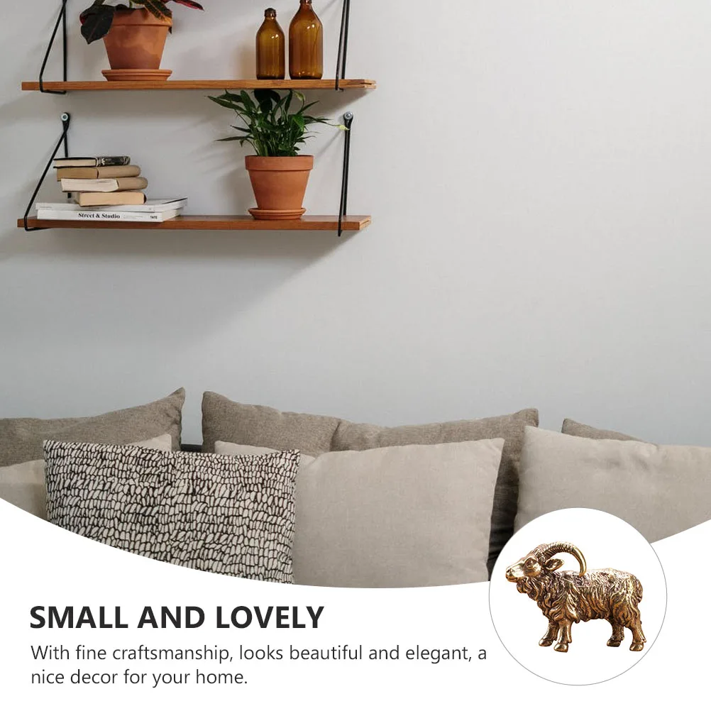 

Brass Zodiac Sheep Ornament Home Decor Metal Handicraft Goat Shape Desktop Adornment Small Lightweight Mini For Cabinet Decor