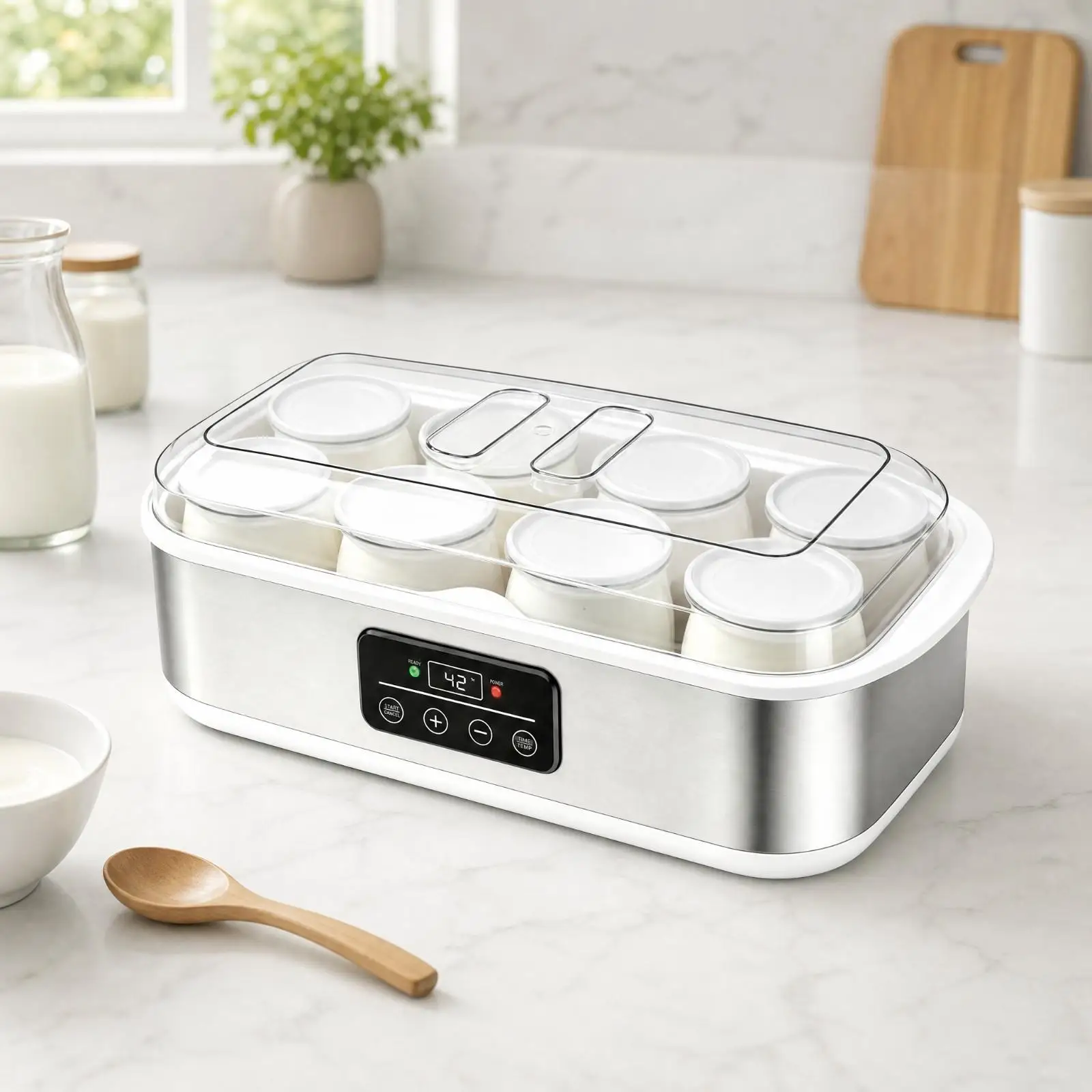 Electric Yogurt Fermenter Maker Glass Containers 110V-240V Low Energy Stainless Steel Home Kitchen Tool
