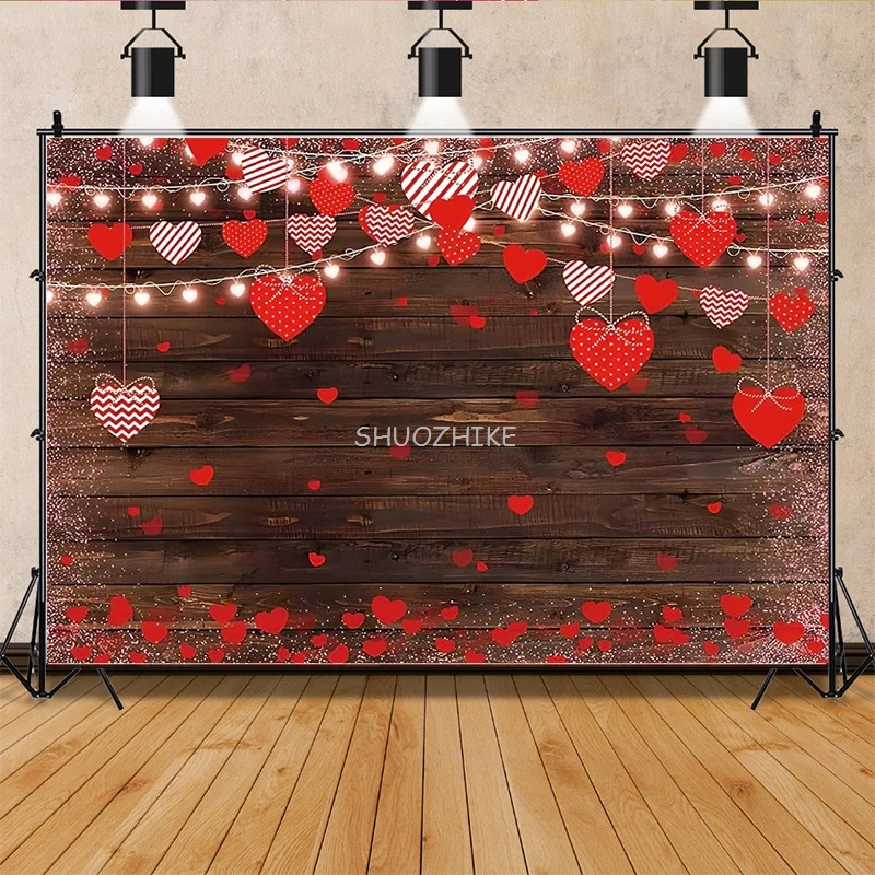 SHUOZHIKE عيد الحب الزفاف خلفيات للتصوير الفوتوغرافي الدعائم ارتفع الحب القلب رومانسية صور بالونات خلفية الحفلة VS-95