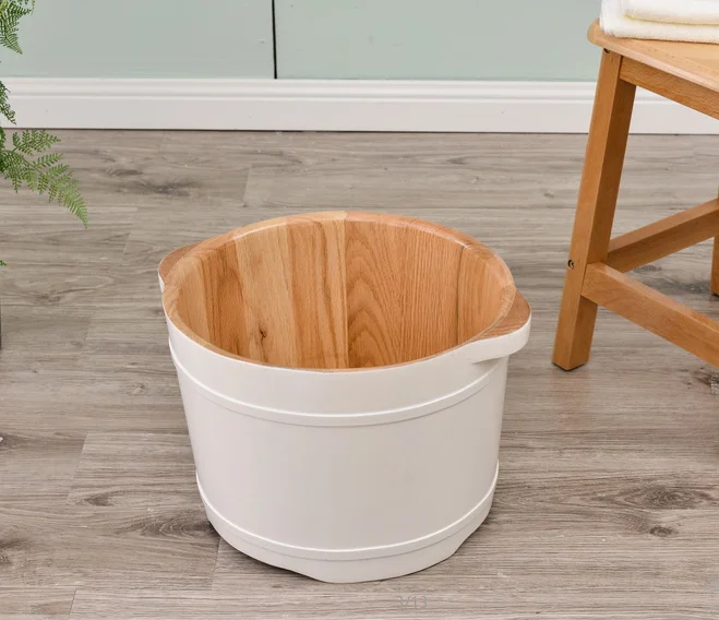 new product white rubber wood foot bath barrel medical bath wooden barrel bathtub